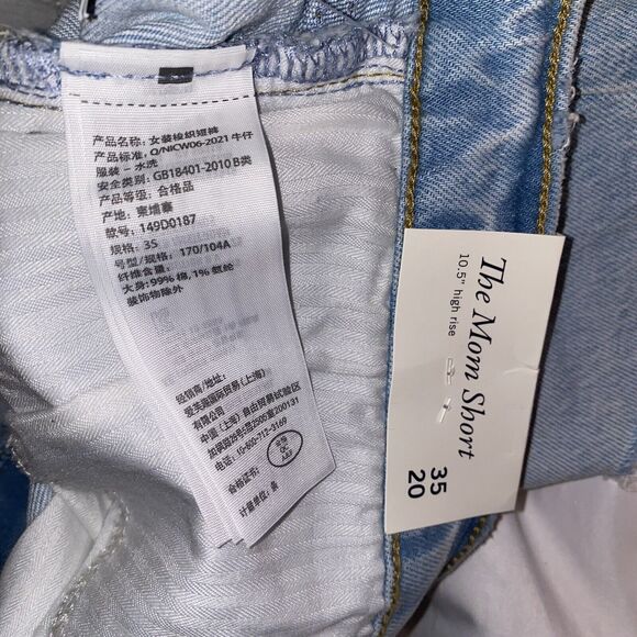 ABERCROMBIE & FITCH Women's The Mom Short Denim High Rise Raw Hem Size 35/20 NWT - Picture 10 of 10
